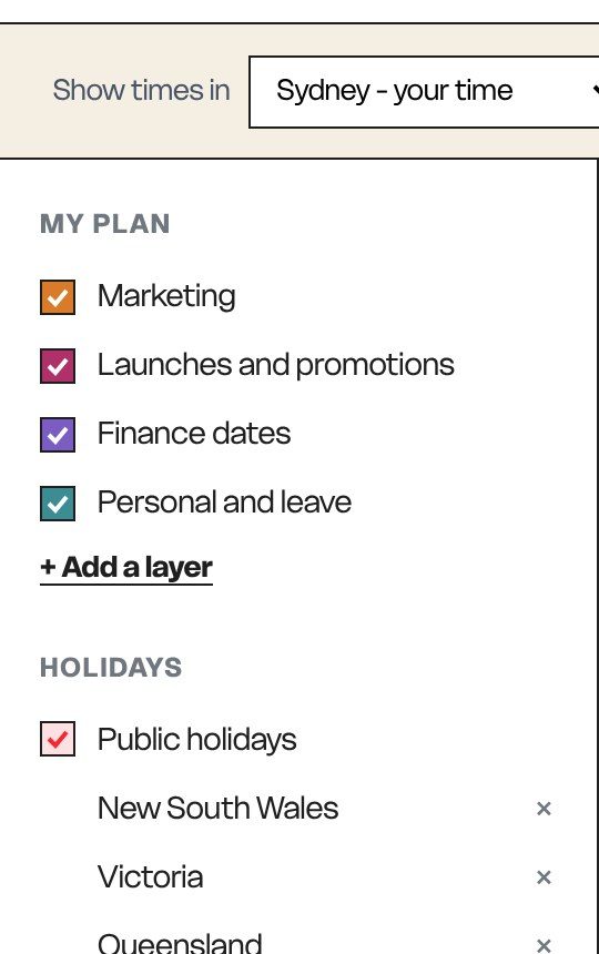 Planner layers list